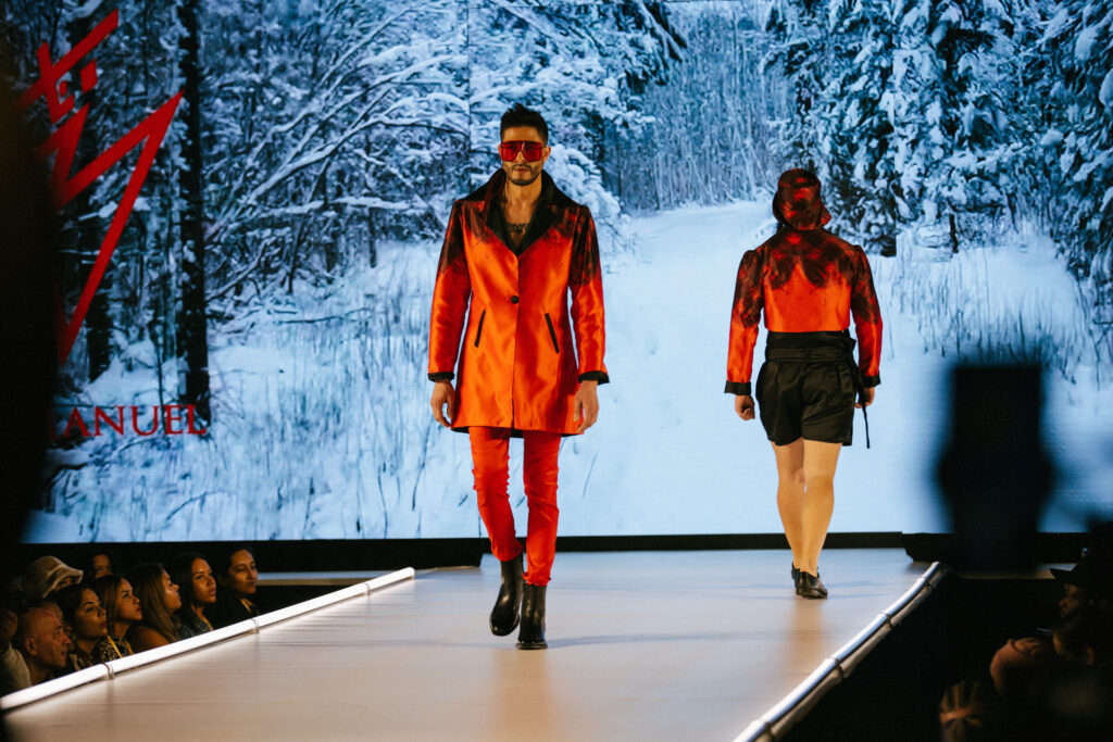 Model walking down the catwalk - New York Fashion Week